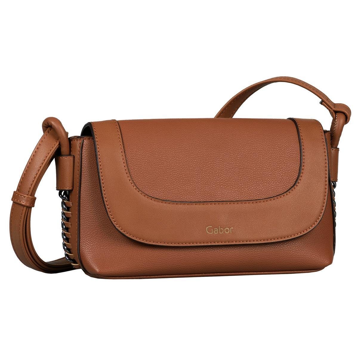 Handtasche GABOR Damen ELENI Flap-Bag Umhängetasche, 26 x 16 x 9 22 COGNAC