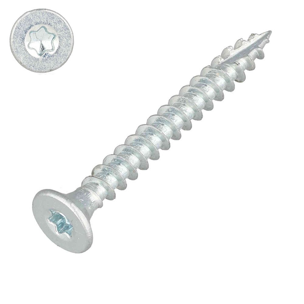 SCREWREBEL Holzbauschraube Spanplattenschraube 4,5×40mm–Senkkopf–TX20–Vollgewinde–verzinkt, (25 St)