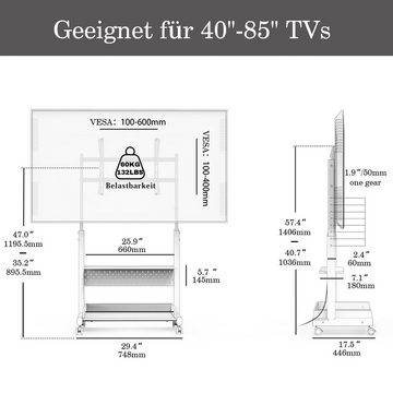 FITUEYES TV-Ständer, (bis 85 Zoll Rollbar)