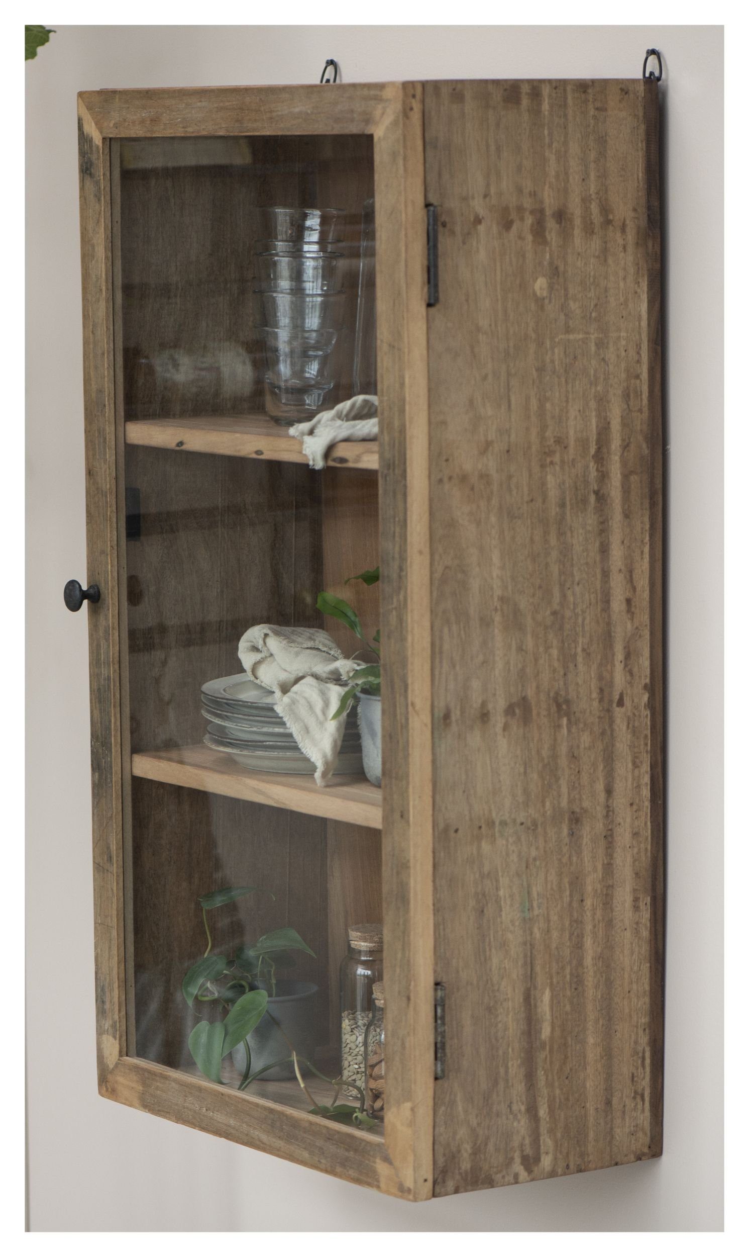 Ib Laursen Hängeschrank Wandschrank Hängeschrank Wandregal Holz Glastür 50x90cm Unika Ib