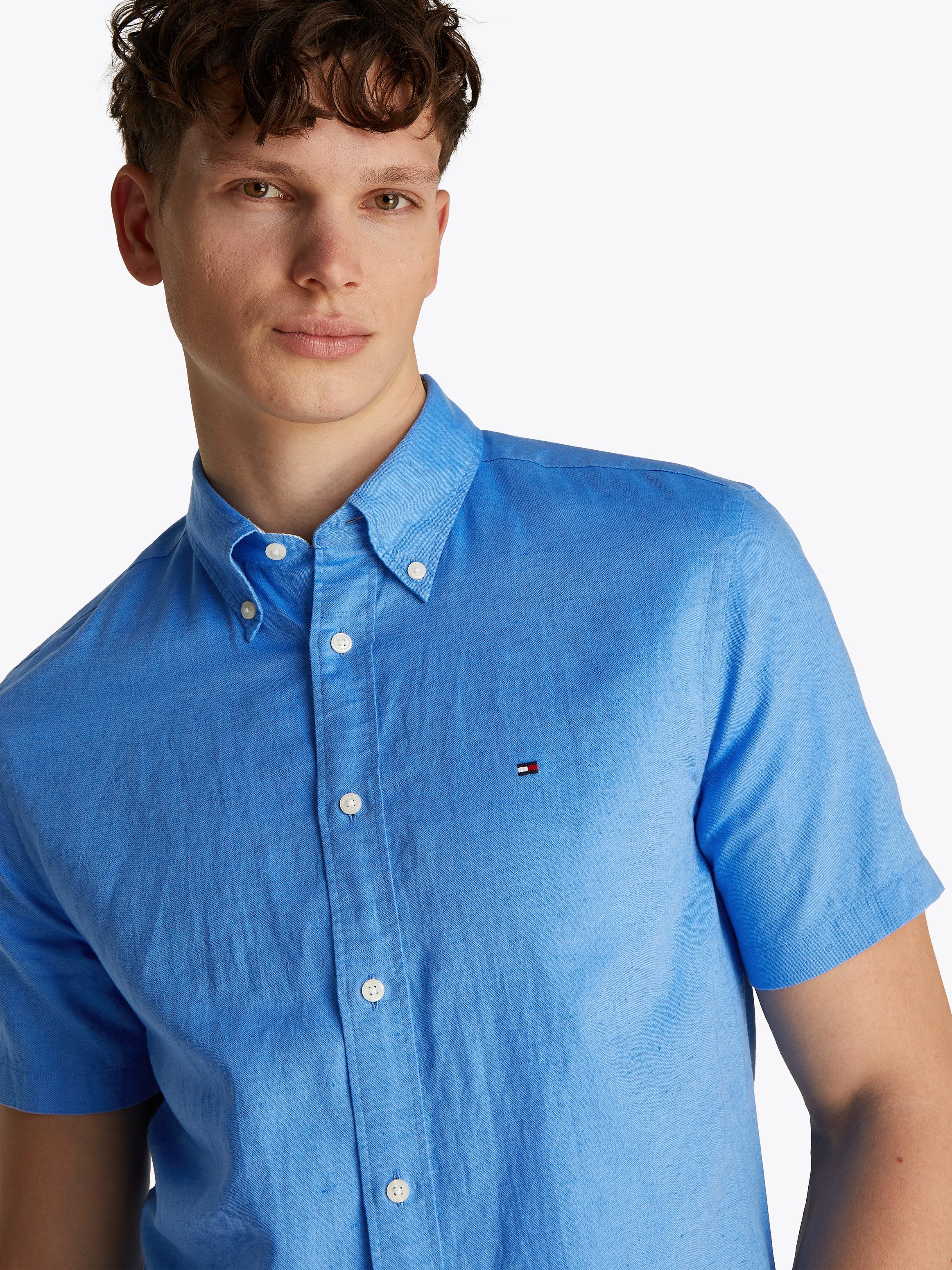 Tommy Hilfiger Kurzarmhemd LINEN BLEND SOLID SS Regular Fit SHIRT mit Butto günstig online kaufen