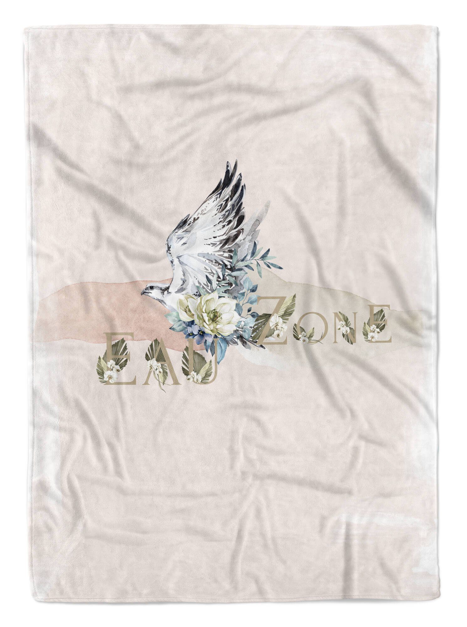 Sinus Art Blumen (1-St), Handtuch Strandhandtuch Motiv Saunatuch Auffallend Aquarell Handtücher Kunstvoll, Handtuch Falke Kuscheldecke Baumwolle-Polyester-Mix