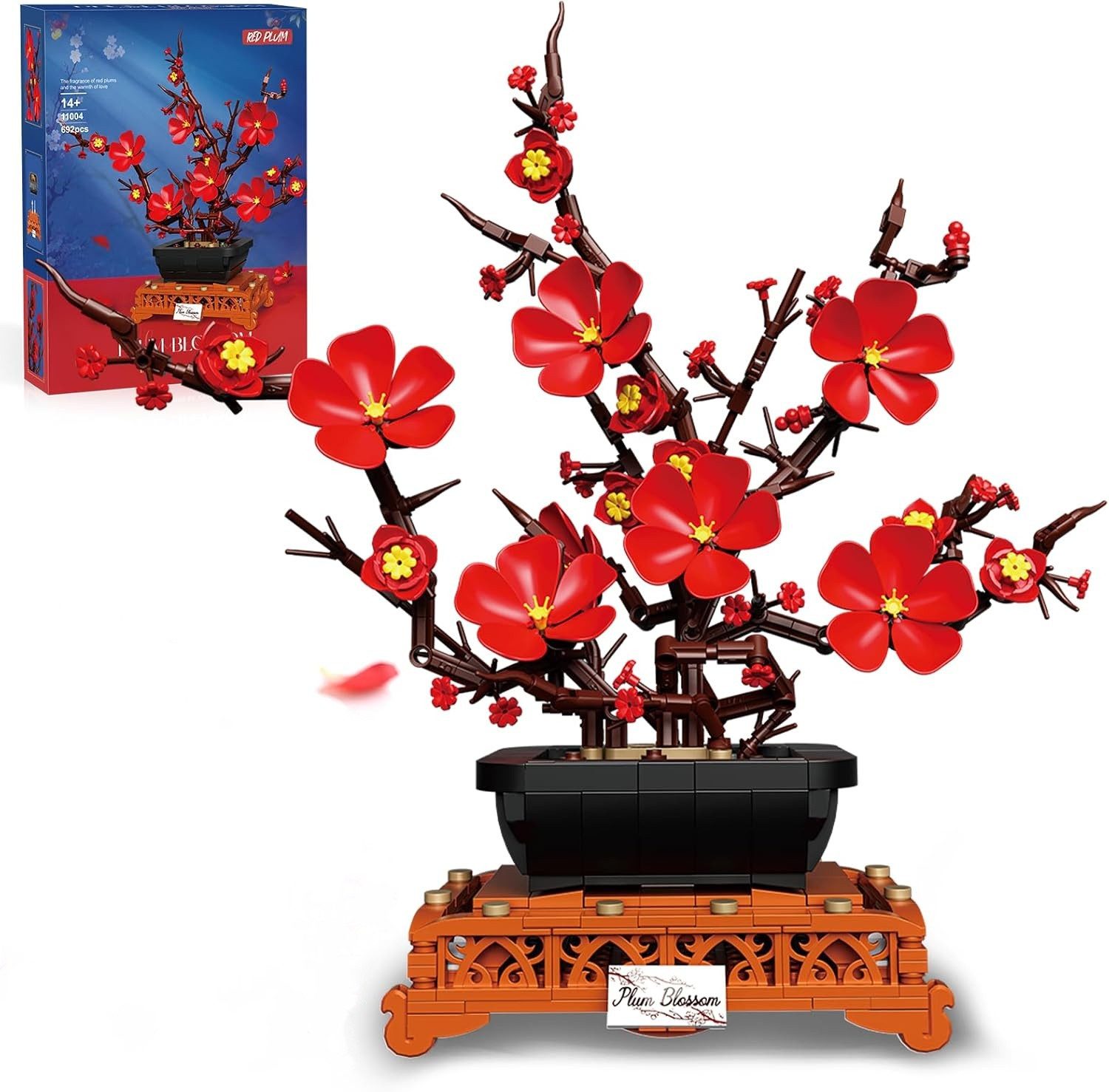 Bundviel Künstliche Blumen Bau-Set Blumentopf-Set Spielzeug Flowers Bausteinen Spielbausteine, (Set, 692 St)