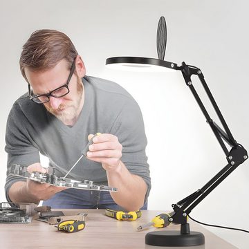 Retoo Lupenlampe Lupe mit Licht und Ständer Lupenleuchte Schreibtischlampe LED, Energieeffizienz, Flexibilität und Mobilität, Einzigartiges Design