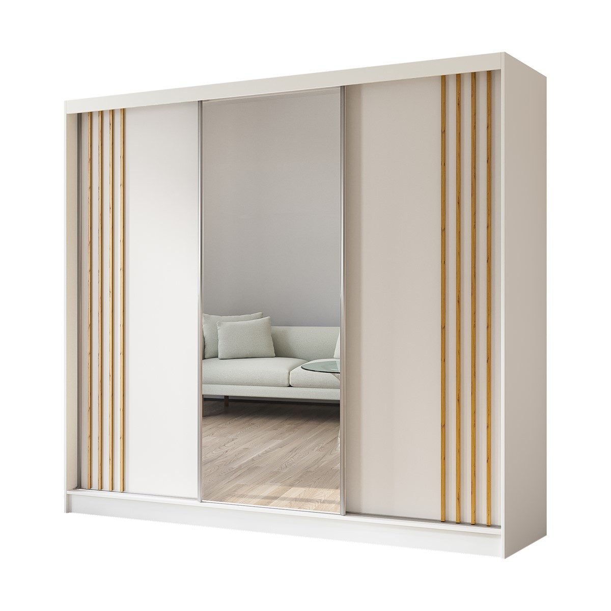 Compleo Kleiderschrank mit Spiegel MALTA Schwebetürenschrank günstig online kaufen
