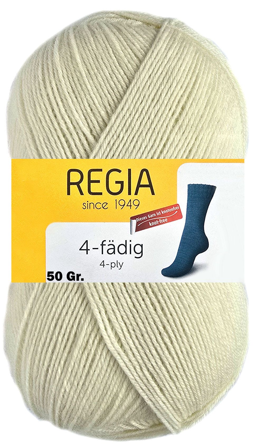 Regia 50 Gramm Regia Uni Sockenwolle 4-fach Farbauswahl 1992 Natur Häkelwolle
