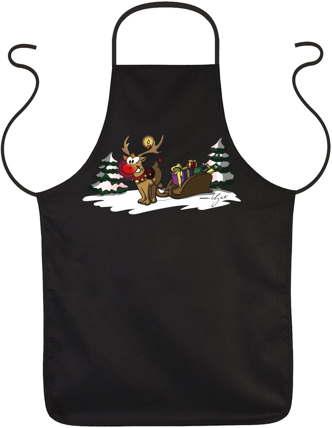 Tini - Shirts Kochschürze »Rentier Weihnachtsschürze - Kochschürze  Weihnachten : Rudolph«, Weihnachtsmarkt Schürze Glühweinstand