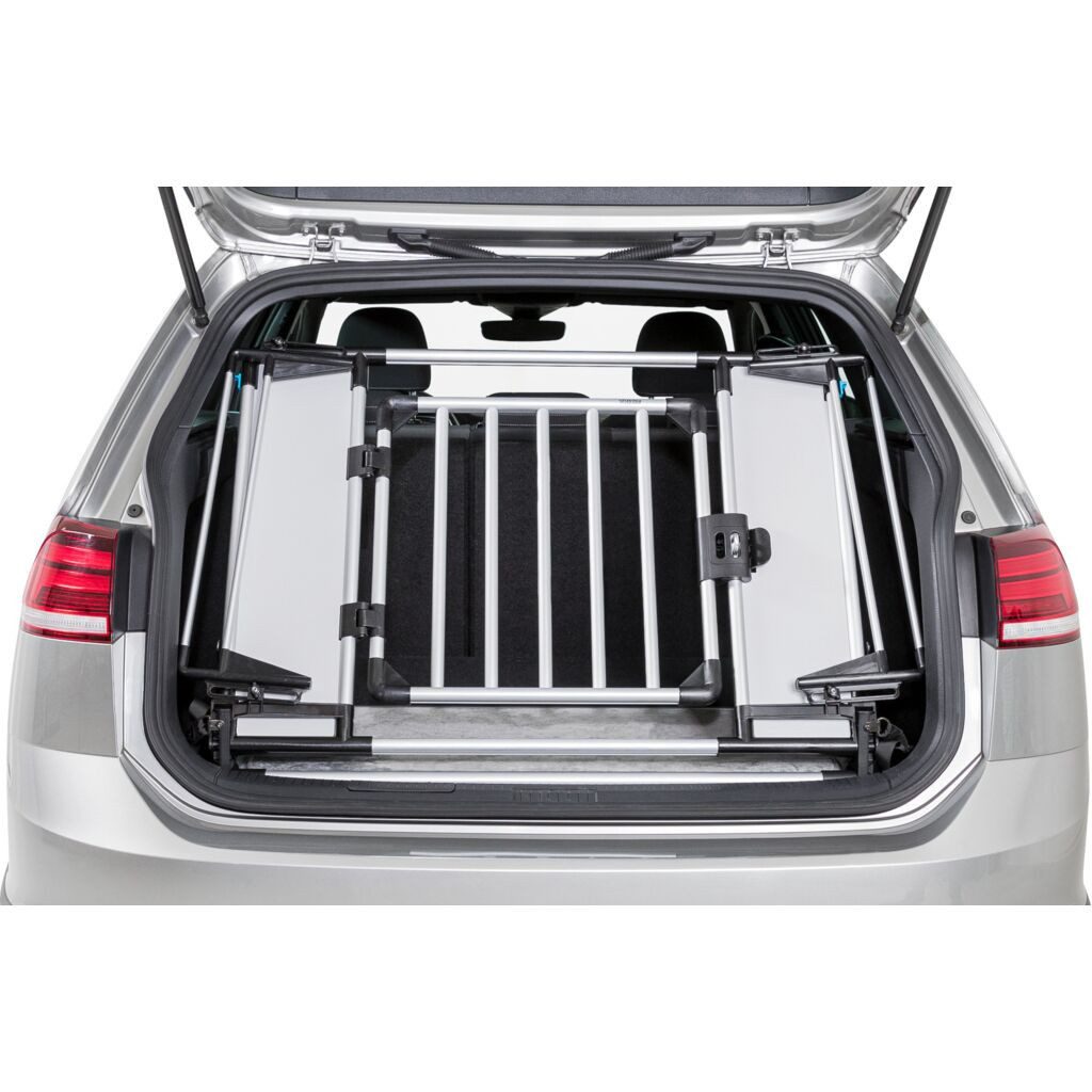TRIXIE Hunde-Transportbox Universal-Heckgitter, verwandelt Kofferraum in Hundebox - hellgrau/sil