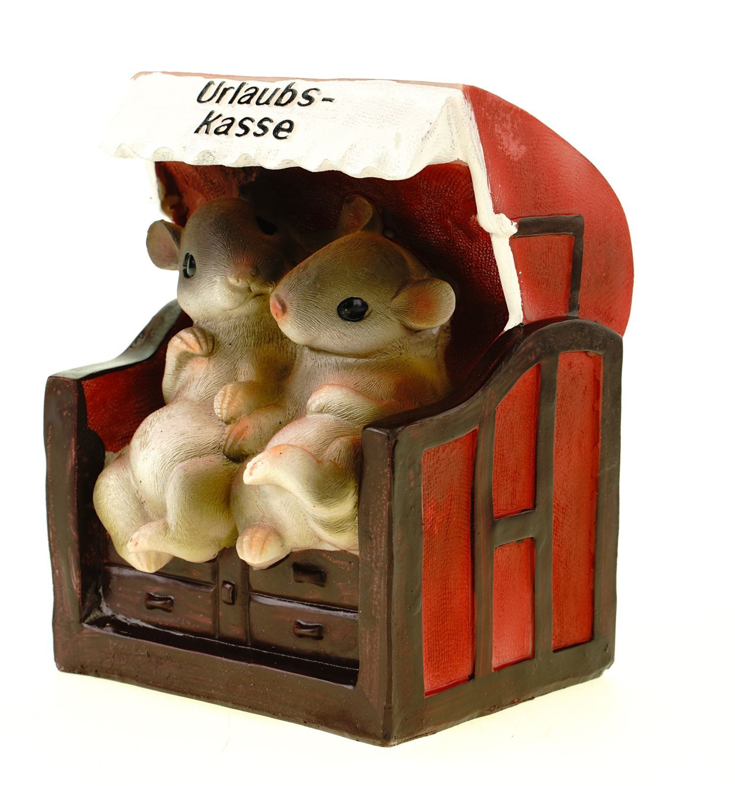 Kremers Schatzkiste Spardose Spardose Strandkorb mit Mäusen Sparschwein Urlaub Deko Figur Sparen. € 15,99