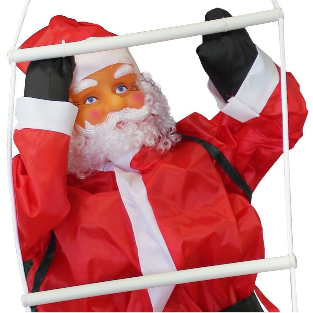 en.casa Weihnachtsfigur, Nikolaus auf Leiter 85cm günstig online kaufen