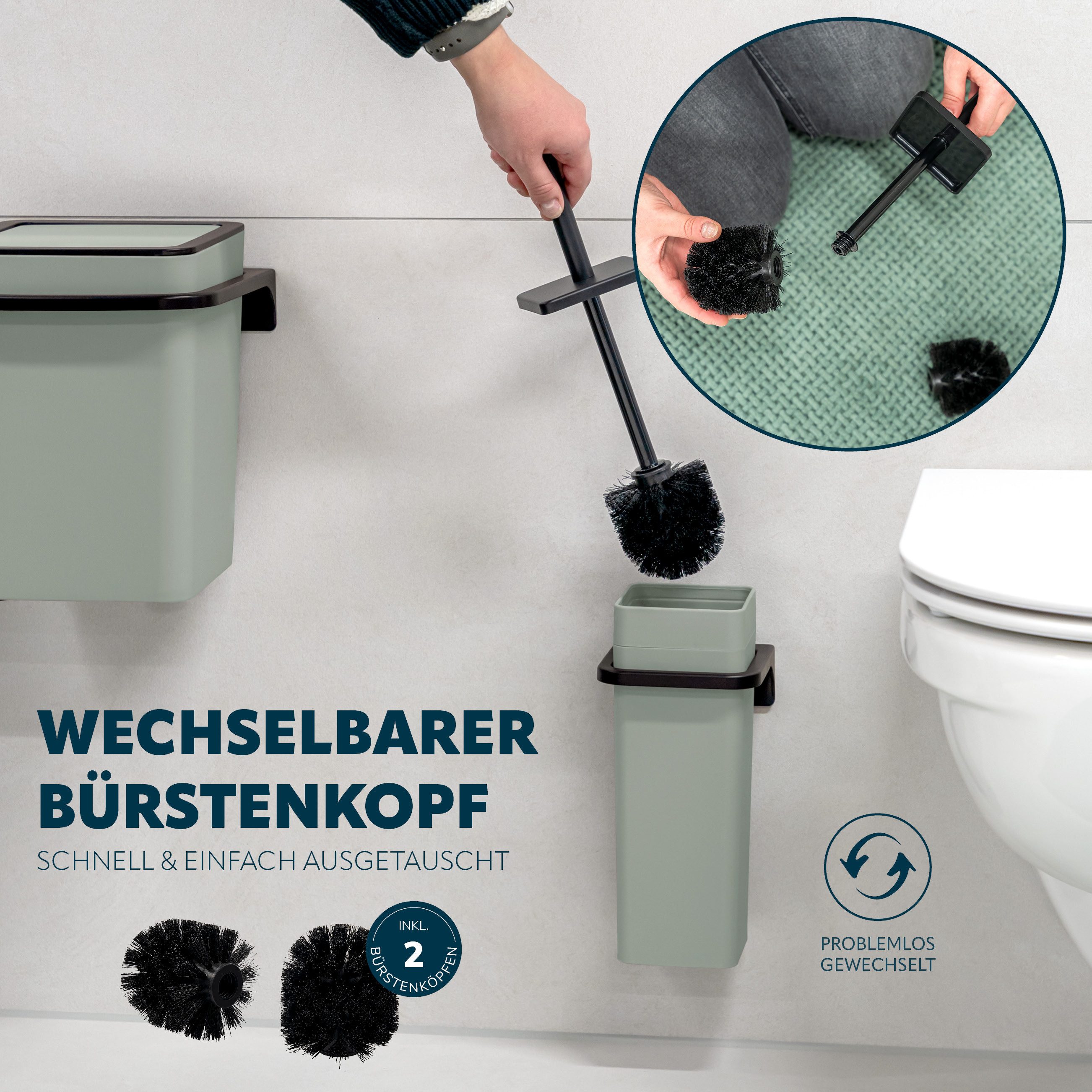 bremermann Badaccessoire-Set 2tlg. Bad-Set SAVONA Softtouch inkl. Wandhalterung, 2 tlg. – Bild 4 von 5