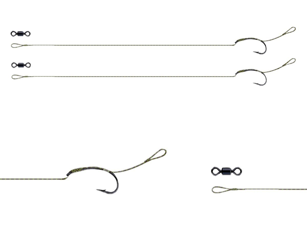 DAM Fishing Karpfenhaken Tactix Rig Anti-Snag Boilie Karpfen Rig Gr. 2-8 Vorfachhaken gebunden, (Spar-Set), die Spitze des Hakens zeigt nach innen