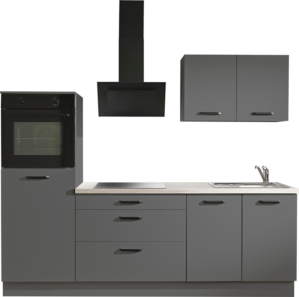 wiho Küchen Küchenzeile Compact: Kleines Format, große Ausstattung, optional mit E-Geräten, Variante ohne Kühlschrank, Breite 240 cm