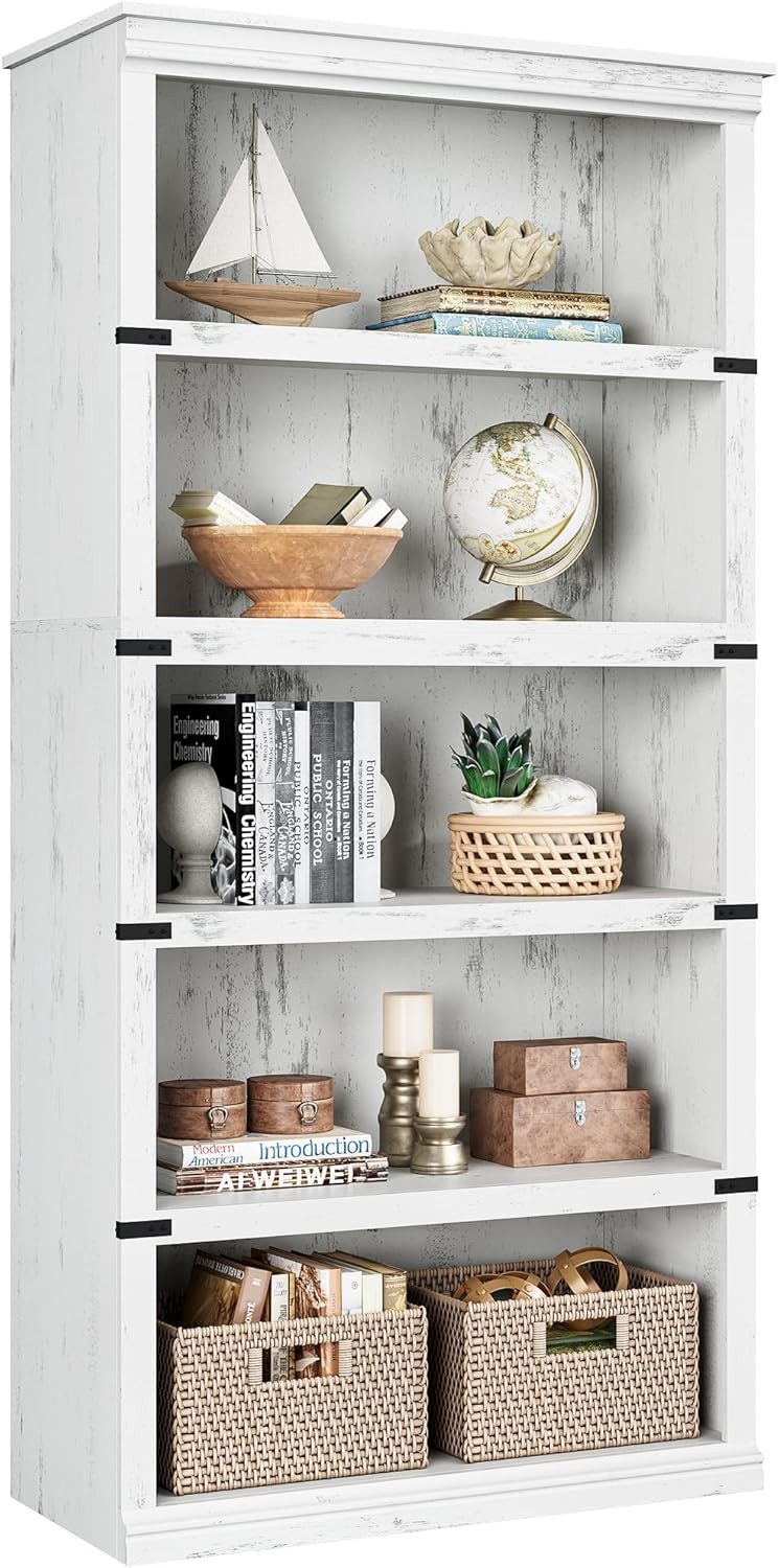 GarveeMore Bücherregal 5 Etagen Bücherregal, Hohe Bücherregal Holz Offene A günstig online kaufen