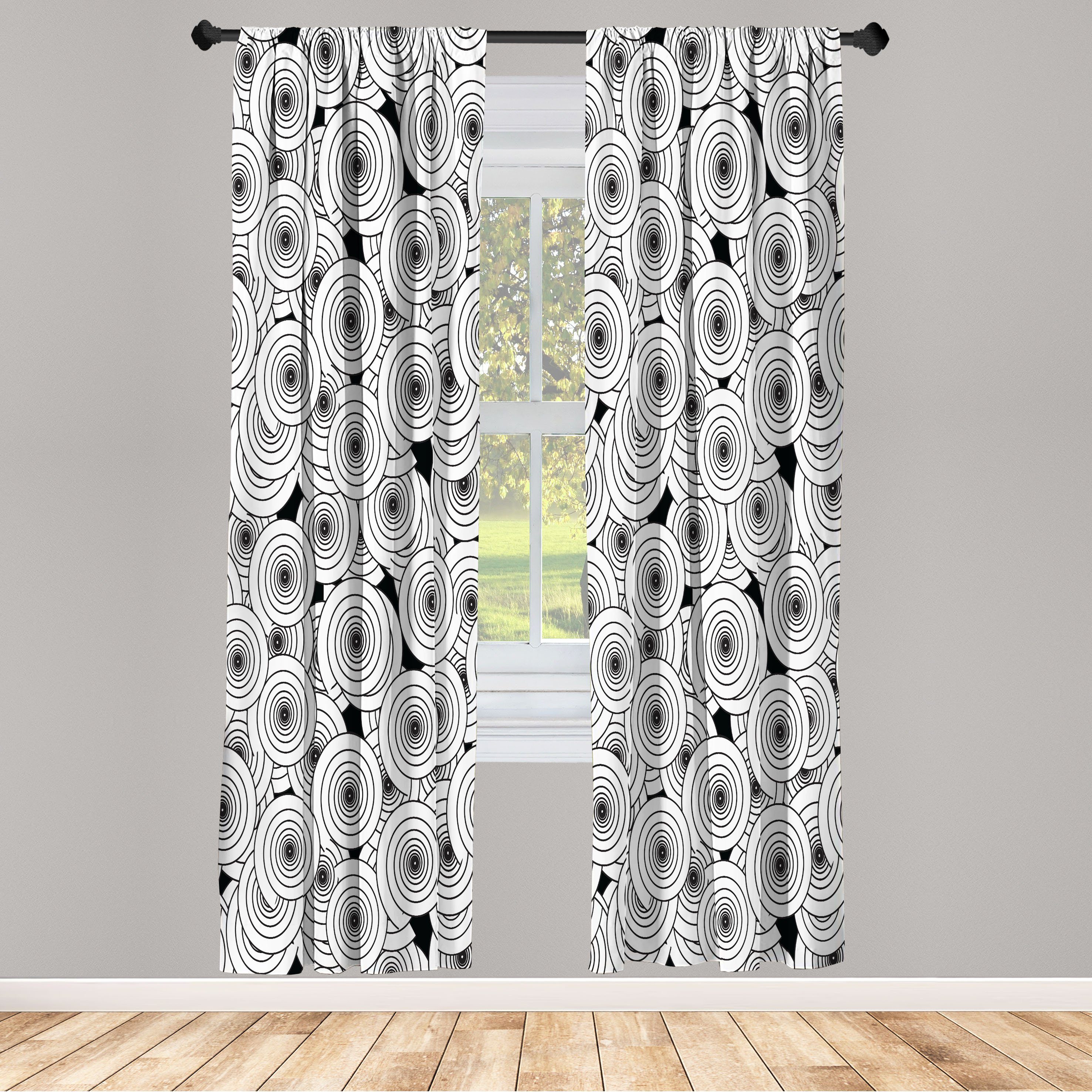 Gardine Vorhang für Wohnzimmer Schlafzimmer Dekor, Abakuhaus, Microfaser, Geometrisch überlappende Spirals