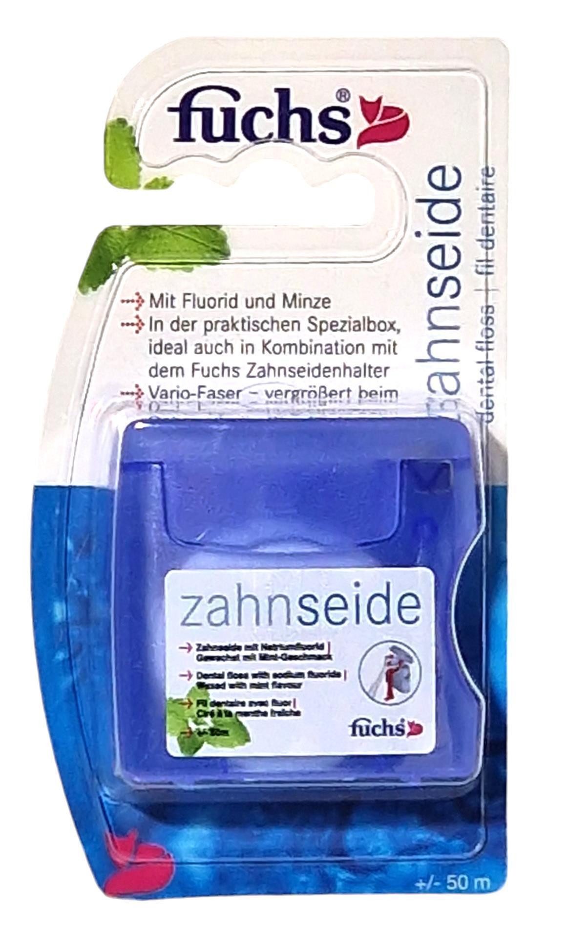Interbros Zahnseide 3x Fuchs Zahnseide gewachst mit Minze 3x 50 m