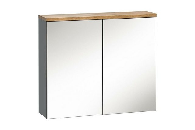 JVmoebel Badezimmerspiegelschrank Spiegelschrank Wandschrank Badezimmerschrank mit Spiegel 80 cm Bad Möbel Holz
