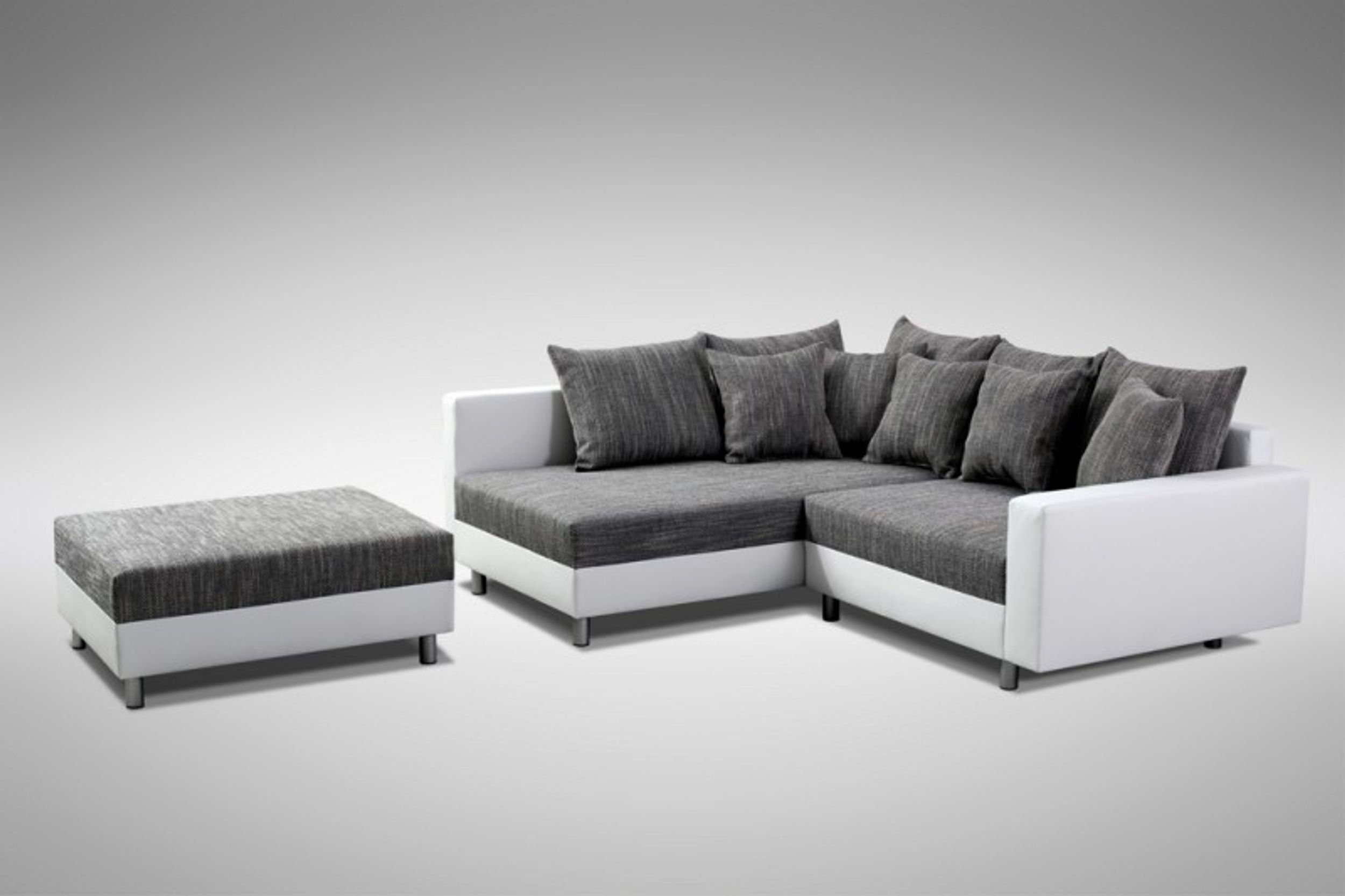 Küchen-Preisbombe Sofa Wohnlandschaft Eckcouch + Eckcouch Weiss Minsk OT Couch Ecksofa Hocker L, Ecksofa