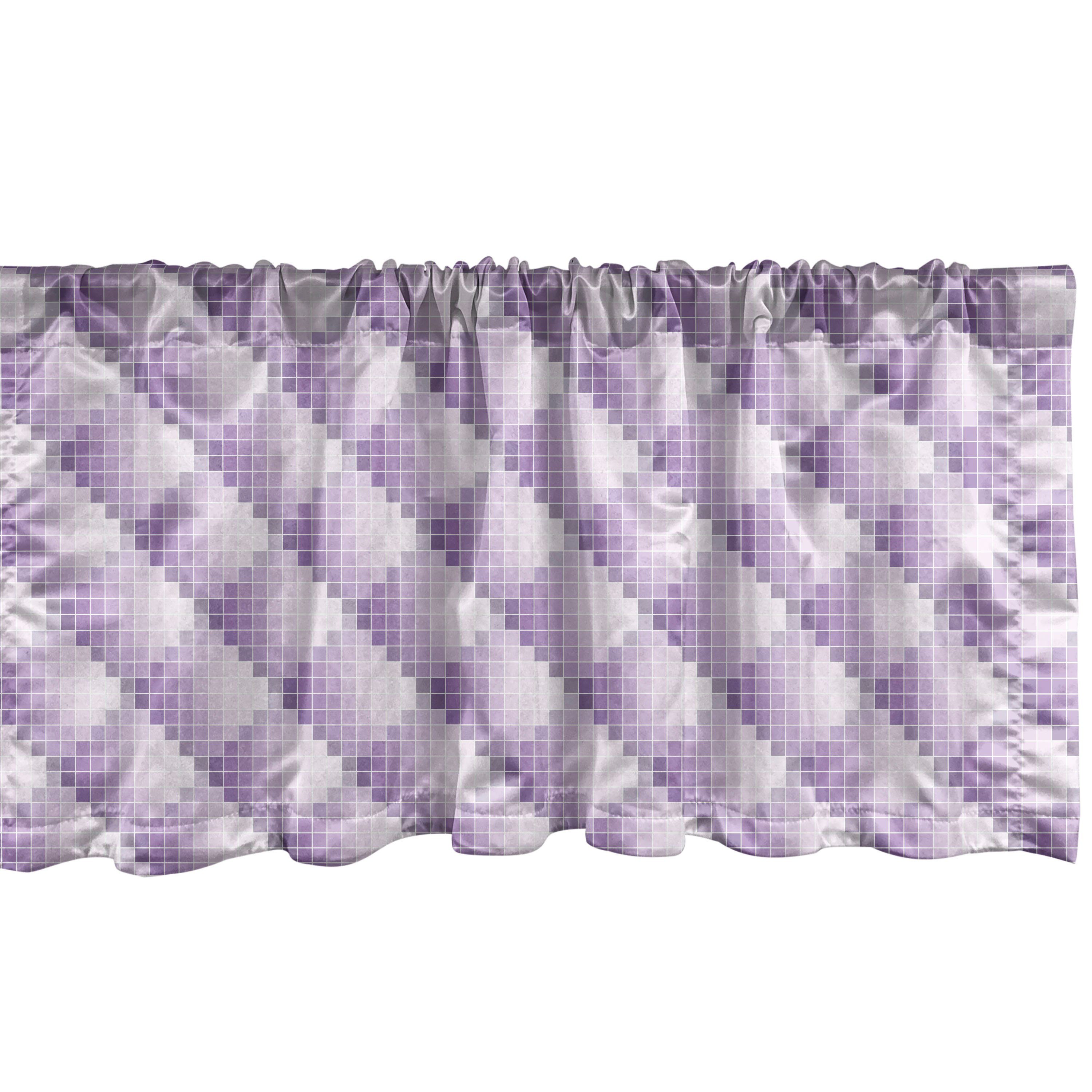 Scheibengardine Vorhang Volant für Küche Schlafzimmer Dekor mit Stangentasche, Abakuhaus, Microfaser, Geometrisch Futuristische Pixel-Quadrate