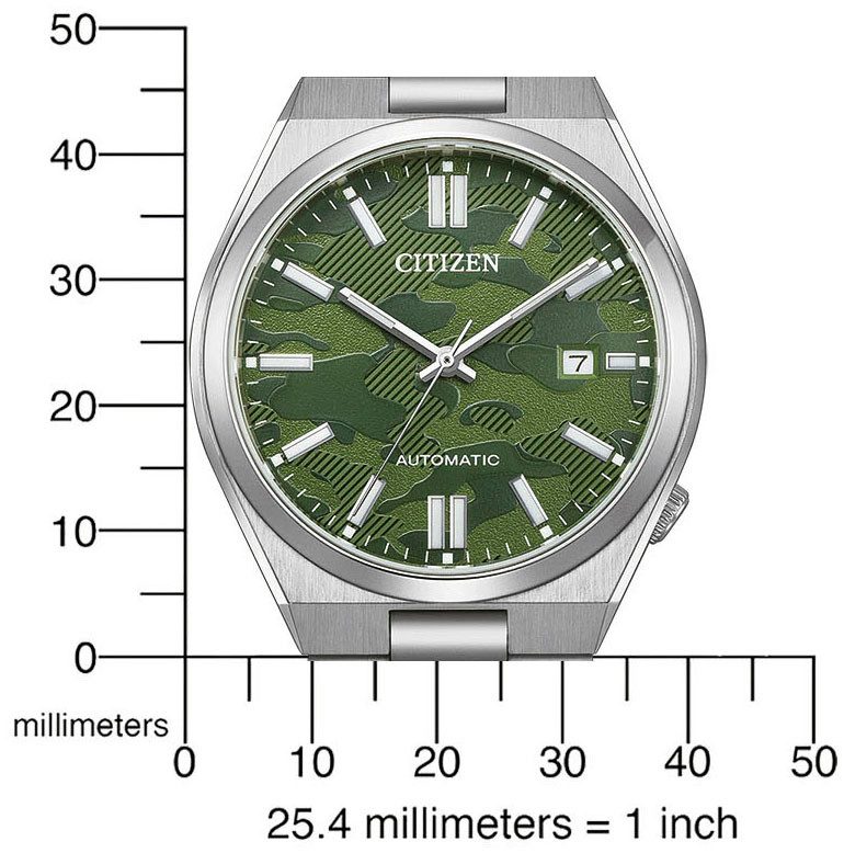 Citizen Automatikuhr TSUYOSA 60h NJ0159-86X, Armbanduhr, Damenuhr, Herrenuhr, Edelstahlarmband, Saphirglas, Datum