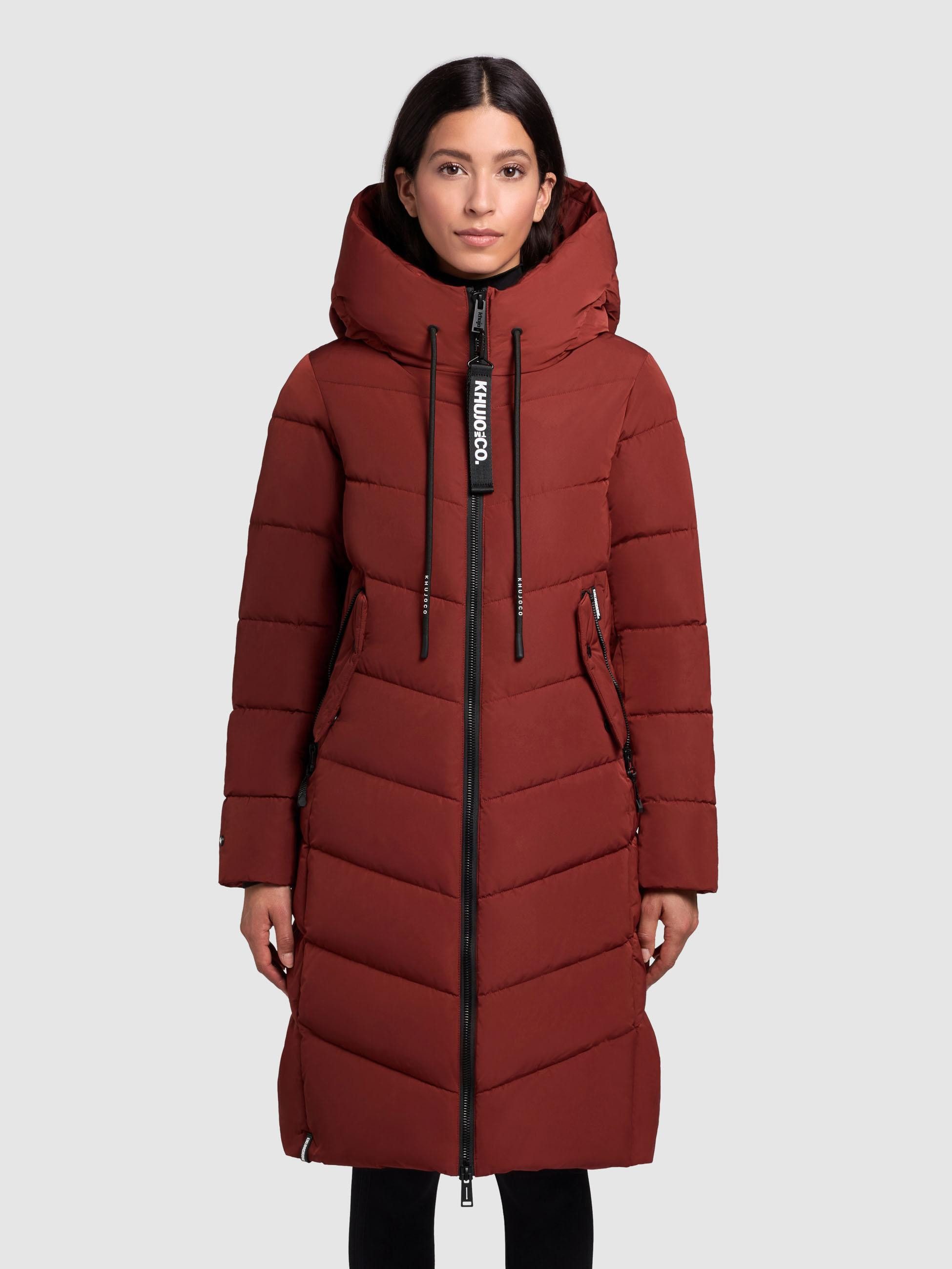 khujo Steppmantel Mikia2-YM Warmer Damen Wintermantel mit hohem Kragen und Kapuze