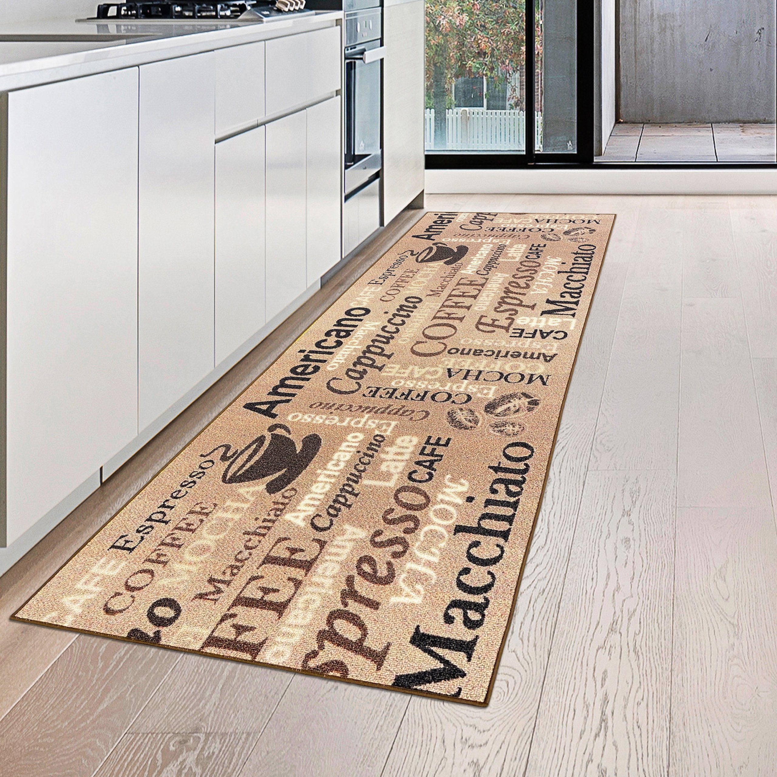 Gelrücken Küchenläufer mm braunem Teppich mit Schriftzug, Coffee rechteckig, und in 5 beige Teppich-Traum, Höhe: