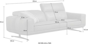 Egoitaliano 2,5-Sitzer Gloria, Beidseitig verstellbare Rückenelemente, mit Metallfüßen