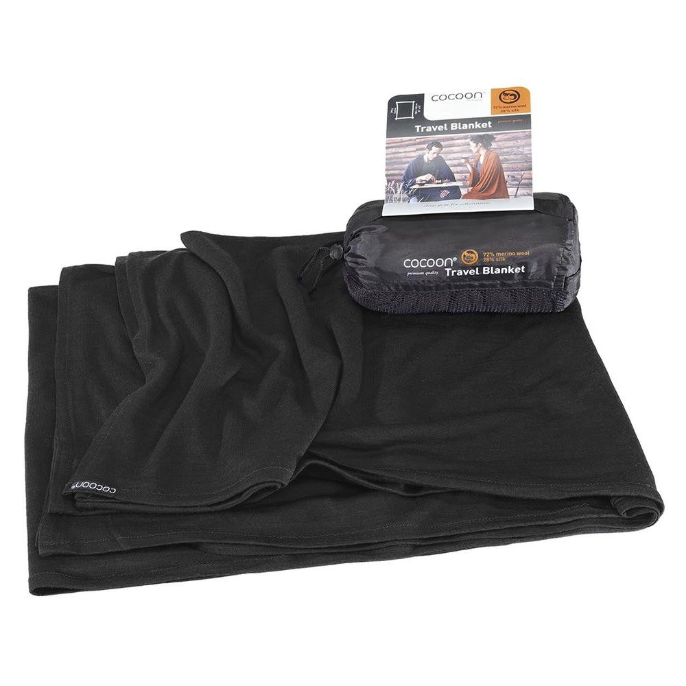 Cocoon Hüttenschlafsack COCOON Reisedecke Merino Wolle / Seide schwarz