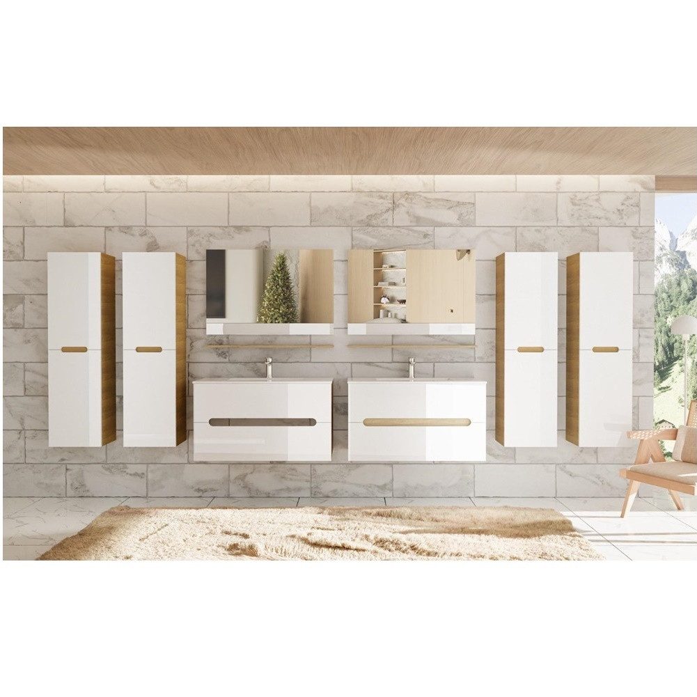 Faizee Möbel Badmöbel-Set Badmöbelset 90cm Hochglanz günstig online kaufen