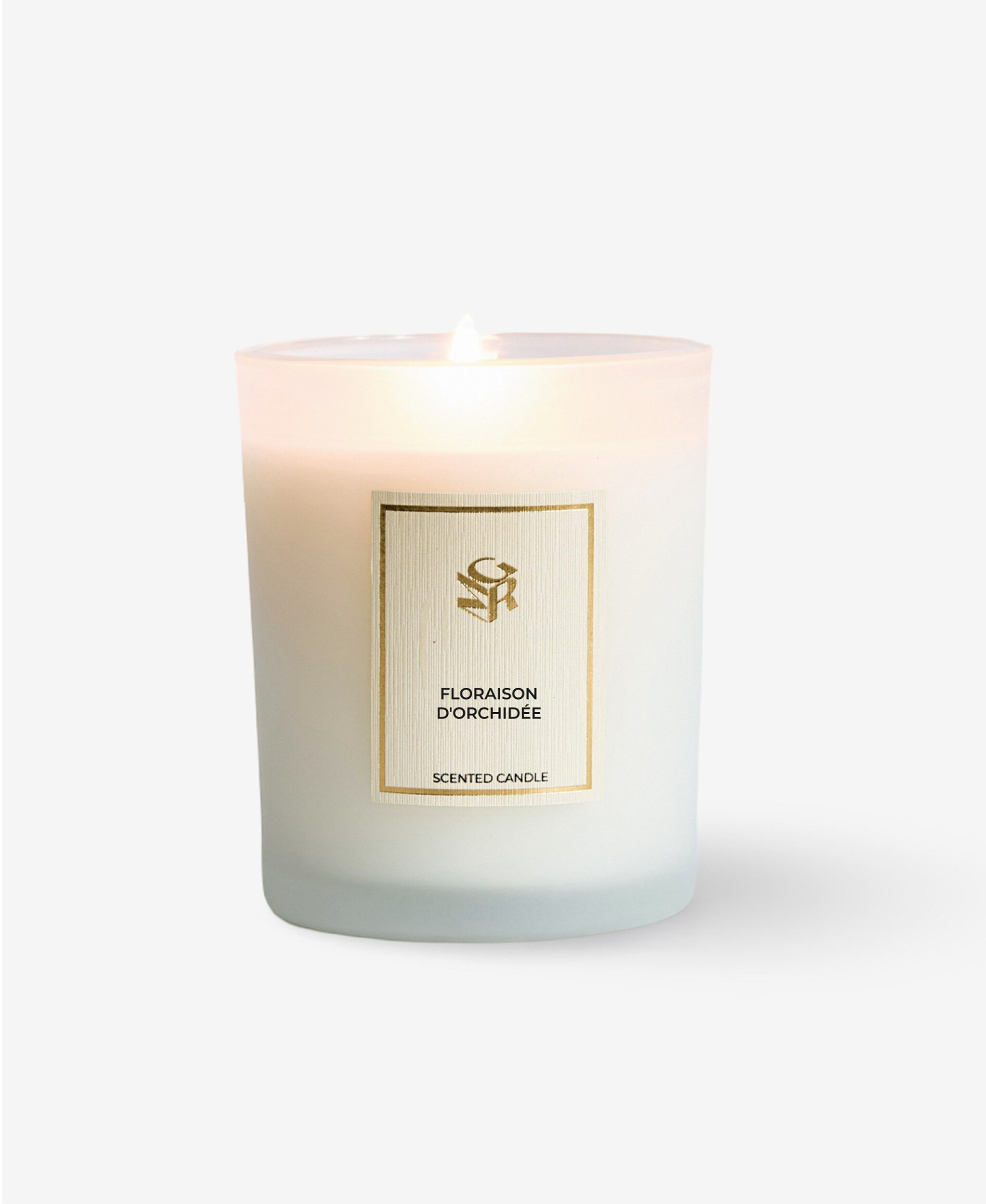 GLAMIRA Stumpenkerze Floraison d'Orchidée (1-tlg), Poetische Hommage an blühende Orchideen, mit Sandelholz und Myrrhe