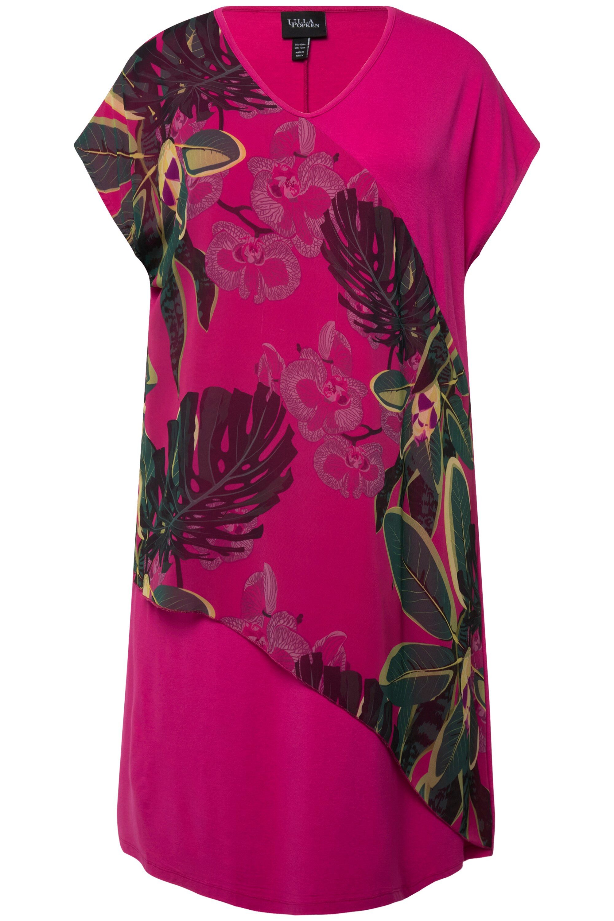 Ulla Popken Minikleid Jerseykleid Chiffon Blüten günstig online kaufen