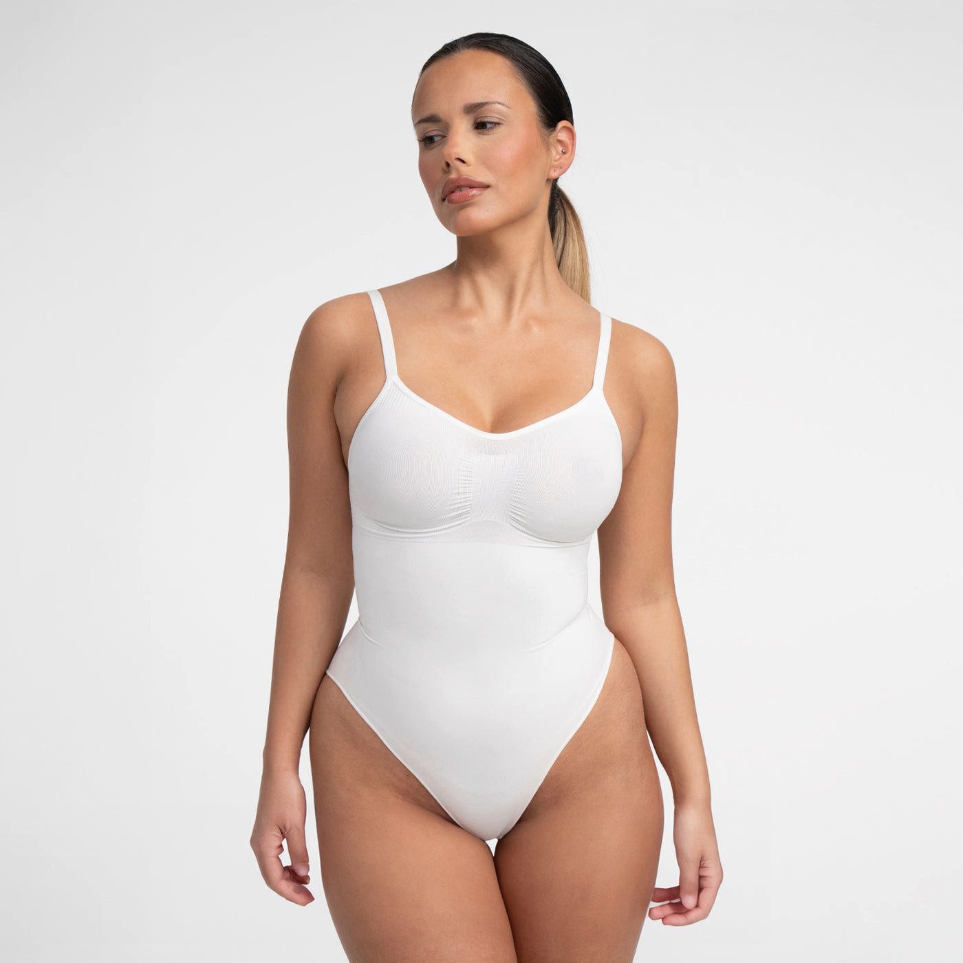 Creamy Fabrics Miederbody Bodysuit Sculpting Shapewear mit Slip-Weiß-L (1-tlg) Figurformend