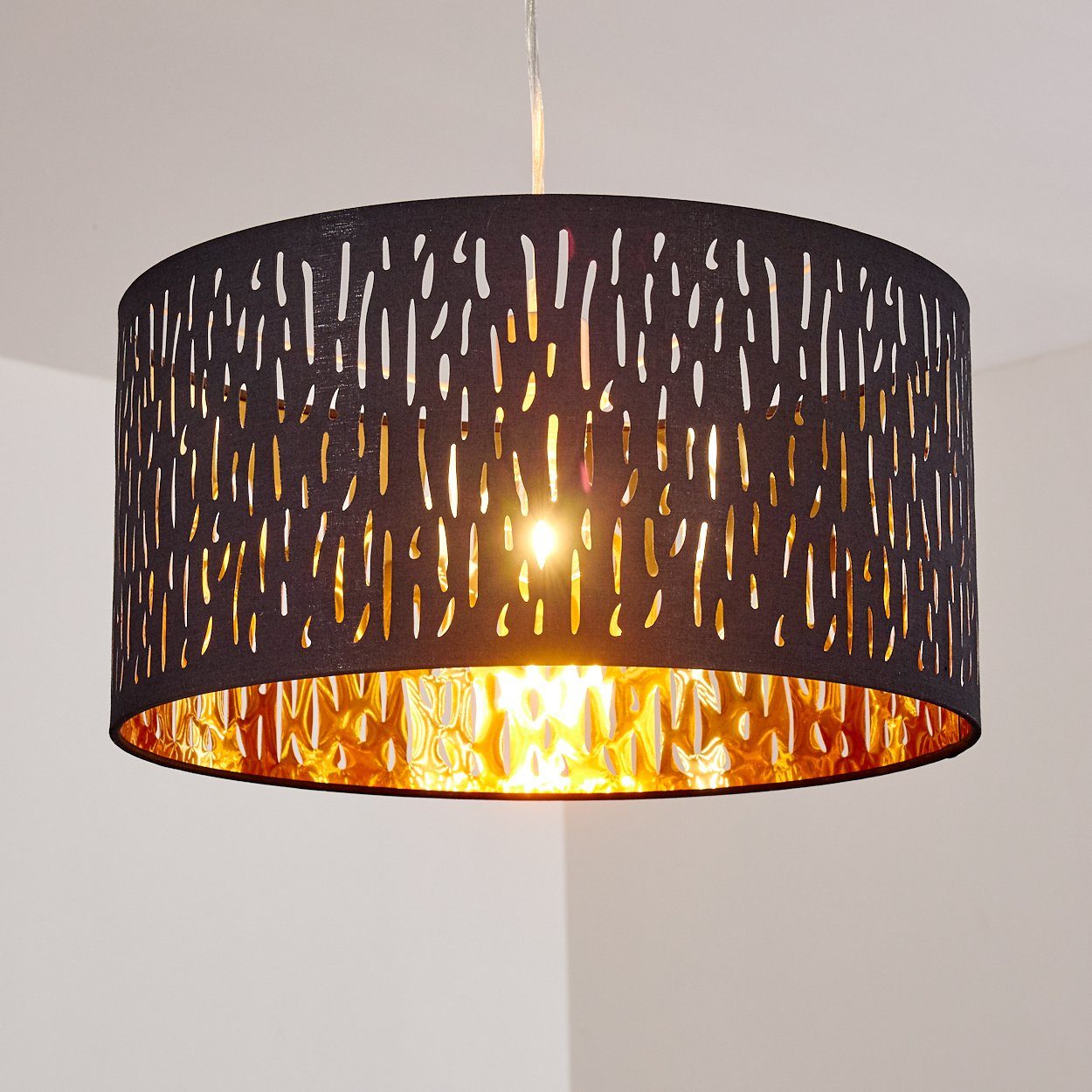 Schwarz/Gold, aus Hängelampe 140cm, hofstein Hängeleuchte Höhe »Arcade« ohne moderne Kunststoff/Samt Ø40cm, in E27 Leuchtmittel,