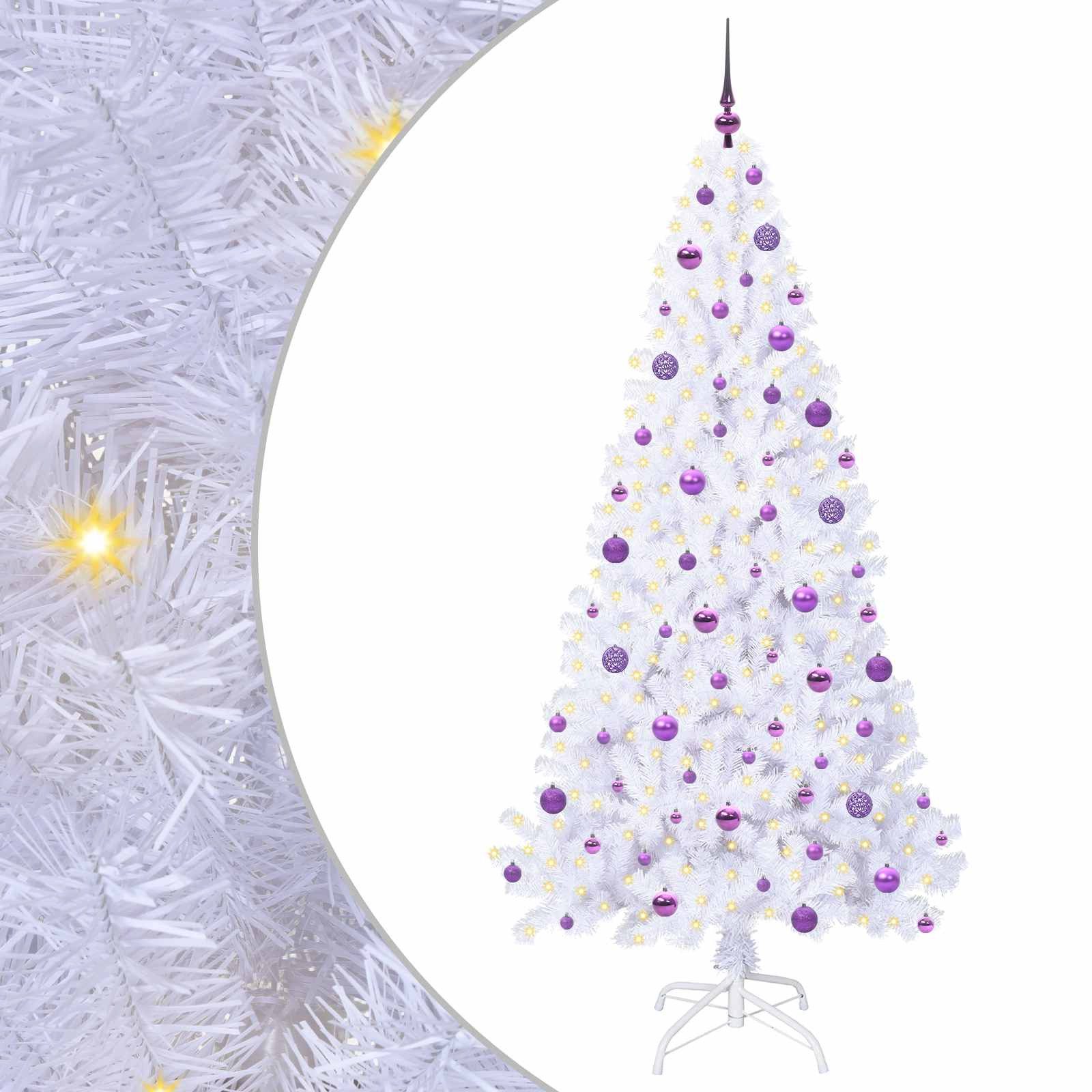 vidaXL Künstlicher Weihnachtsbaum Künstlicher Weihnachtsbaum Weiß 210 cm PVC und Stahl