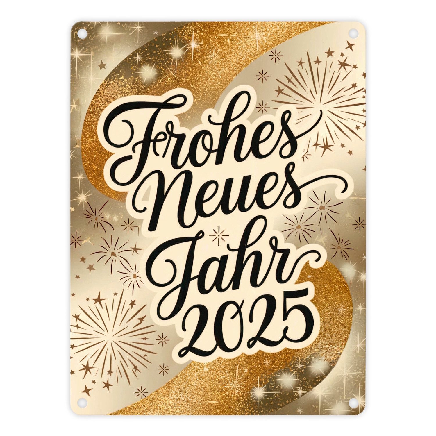 speecheese Metallschild Frohes Neues Jahr 2025 Metallschild in 15x20 cm