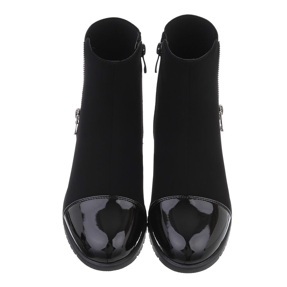 Ital-Design Damen Elegant Stiefelette (87417700) Blockabsatz Flache Stiefeletten in Schwarz