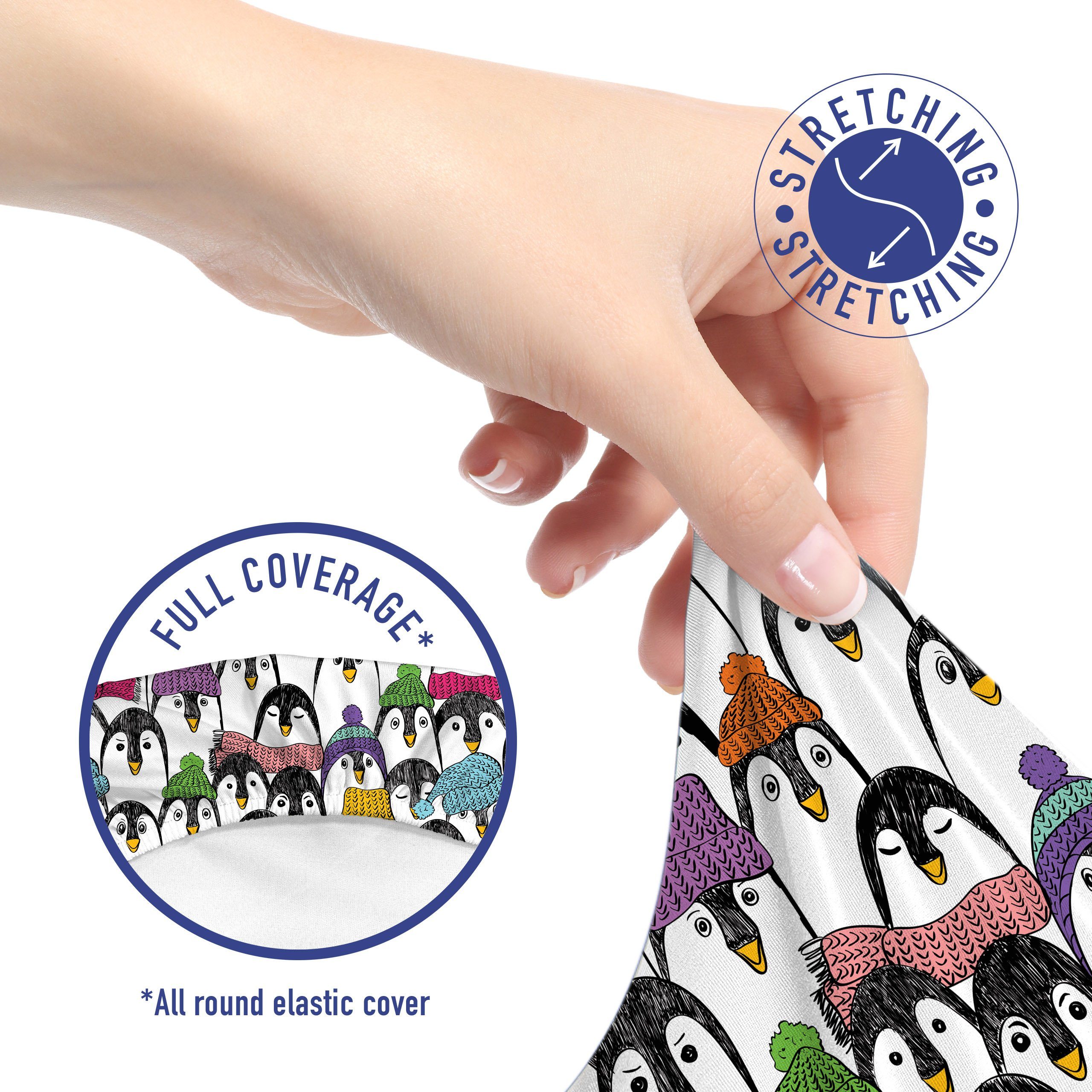 Pinguin Bürostuhlhusse Winter-Cartoon-Tier dekorative aus Abakuhaus, Stretchgewebe, Schutzhülle