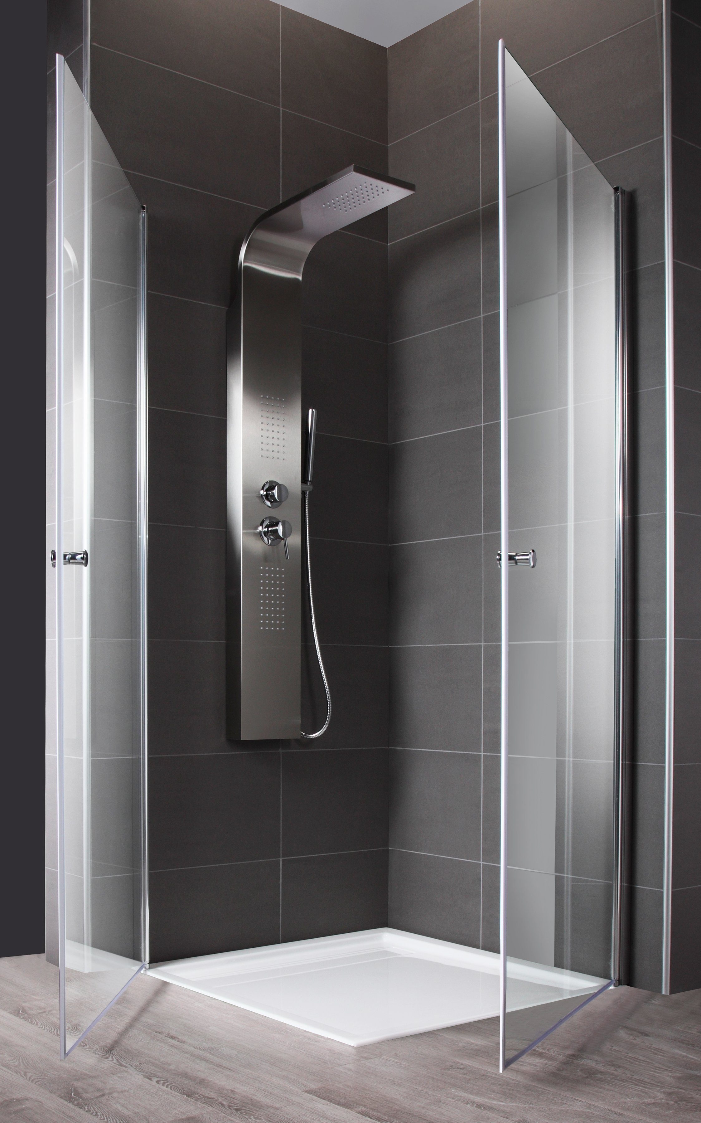 welltime Eckdusche Florenz 2.2, BxT: 90x90 cm, Sicherheitsglas, Hebe-Senk-Mechanismus, mit Drehtüren