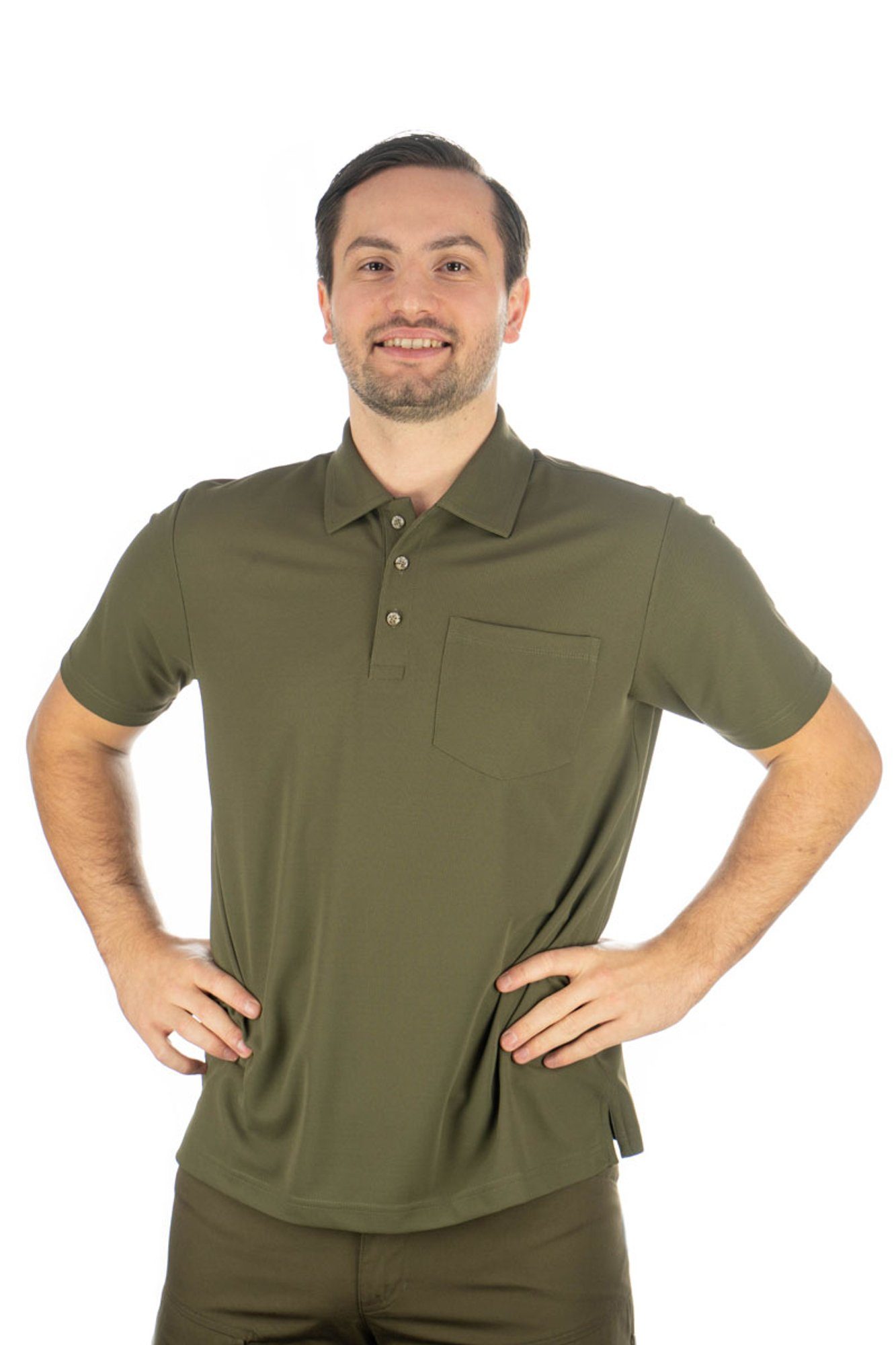 Tom Collins Poloshirt Zanfi Kurzarmshirt mit aufgesetzter Brusttasche dunkelgrün