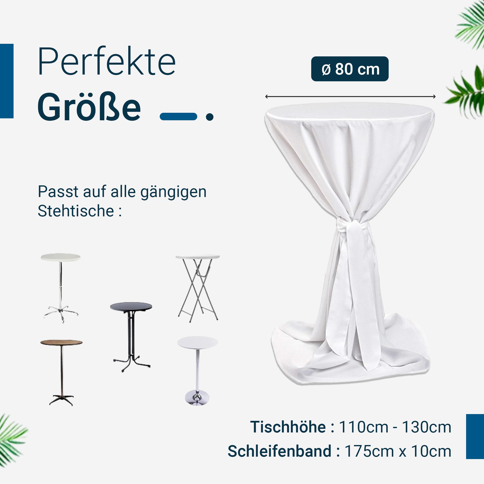 TexDeko Stehtischhusse Premium für Bistrotisch mit Schleifenband Bartisch-Ü günstig online kaufen