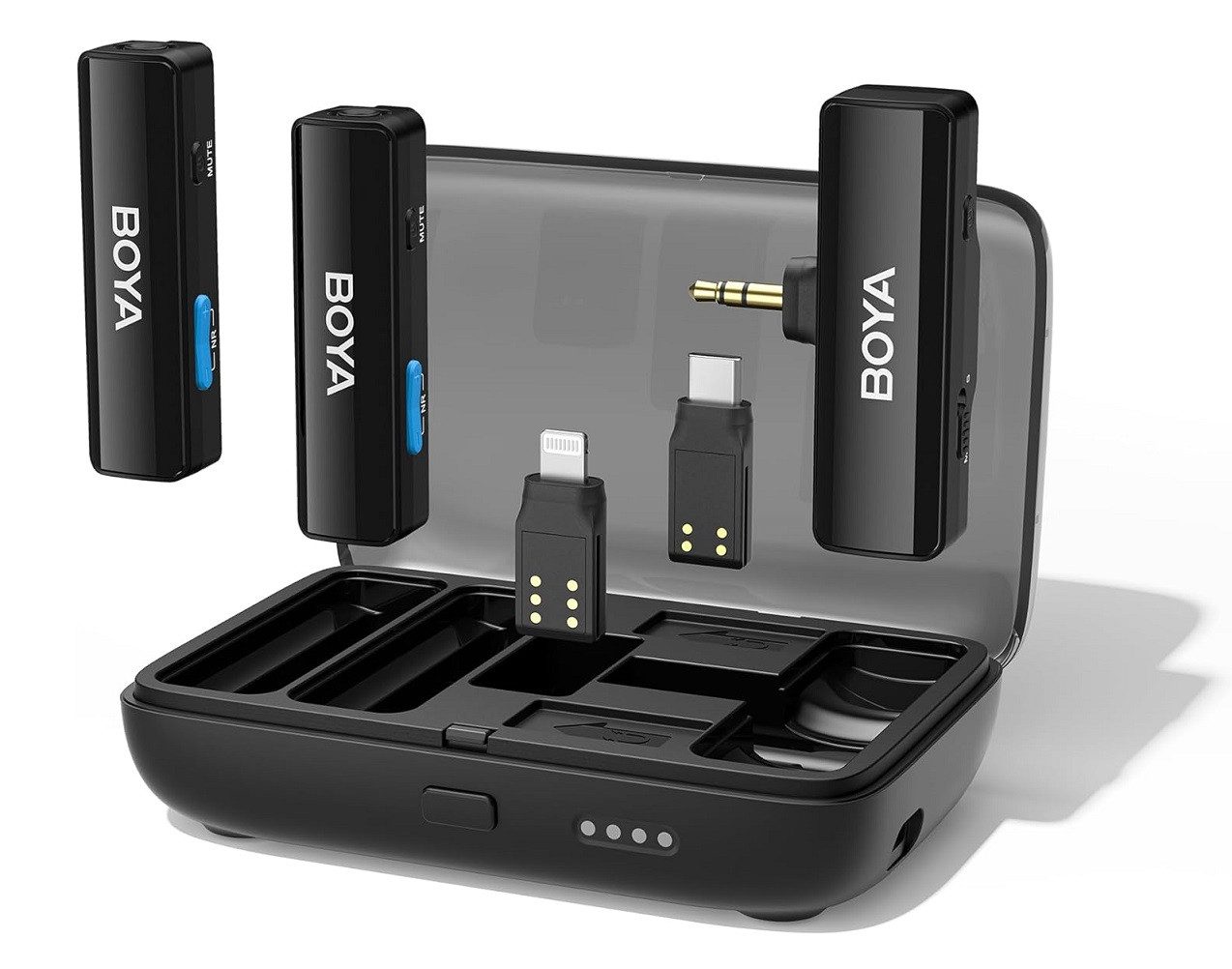 BOYA Mikrofon BOYALINK drahtloses 2.4GHz Zweikanal-Ansteckmikrofon-System (TX+TX+RX, 3-tlg), Geräuschunterdrückung, für Android-, iOS-Geräte, Kamera, Camcorder, PC