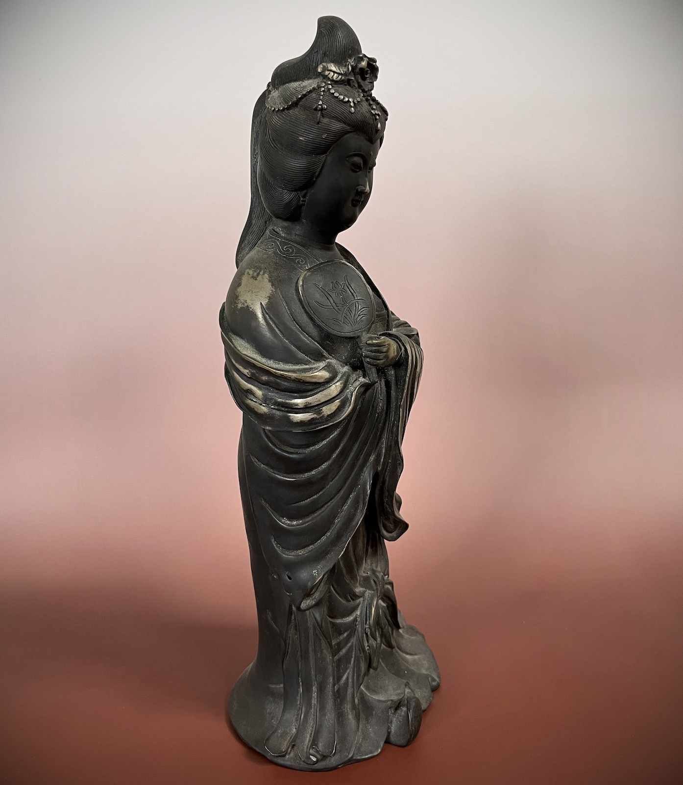 Asien LifeStyle Buddhafigur Japanische Geisha Bronze (37cm) Figur Skulptur