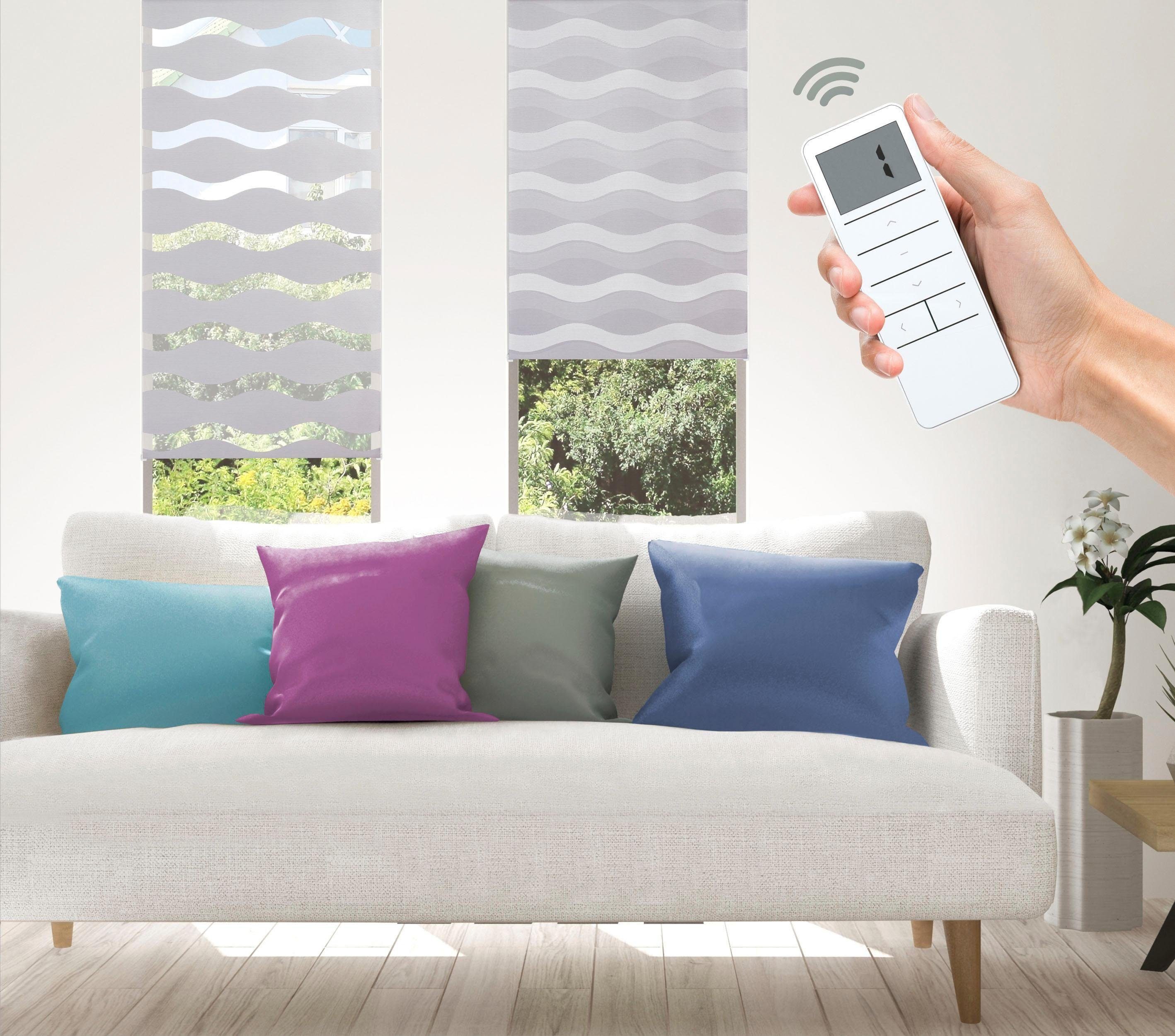 Elektrisches Rollo Wave - SMART HOME, Good Life, Lichtschutz, ohne Bohren, Klemmfix, mit Fernbedienung