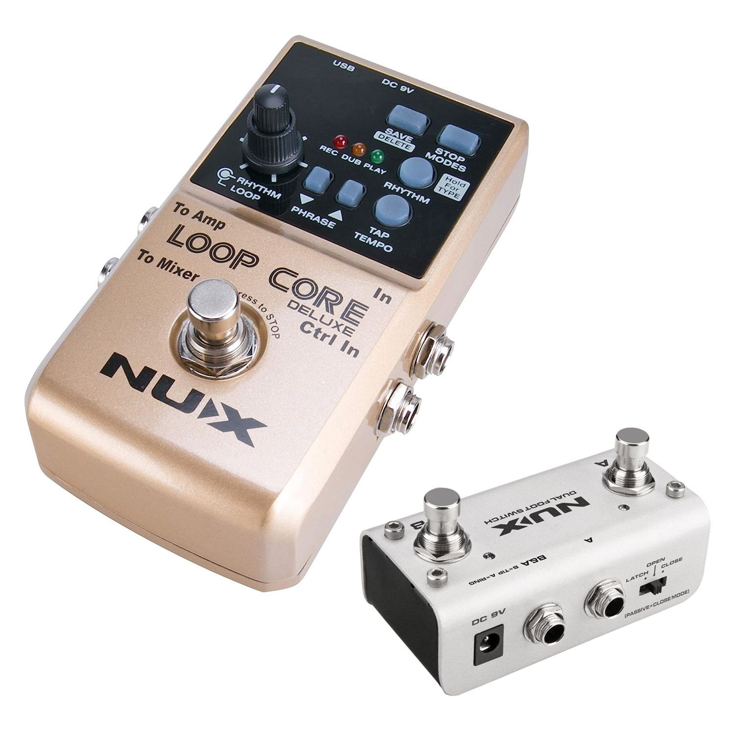 Nux E-Gitarre Loop Core Deluxe Bundle Looper Effektpedal, Effektpedal