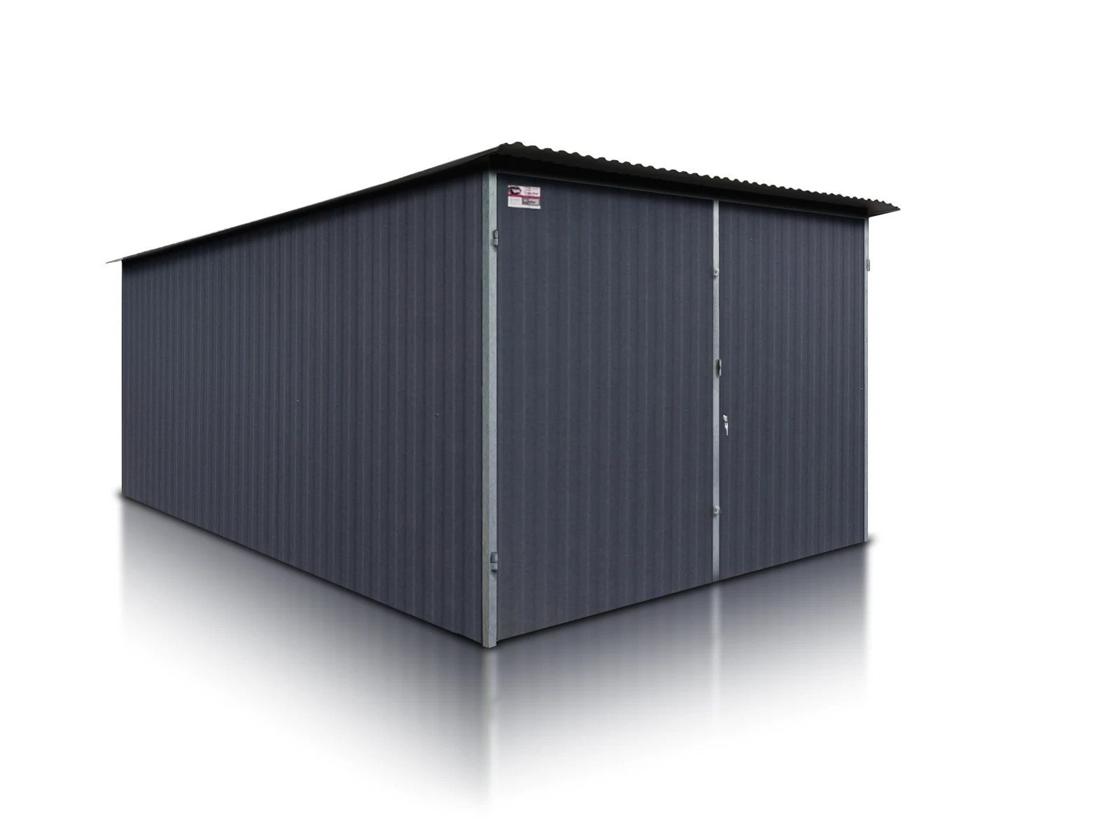 LiderStal Garage Einzelgarage aus Blech 300 x 500 cm Graphit Pultdach Doppelflügeltor (Set, für einen PKW), Pultdach, Doppelflügeltor, Graphit glänzend