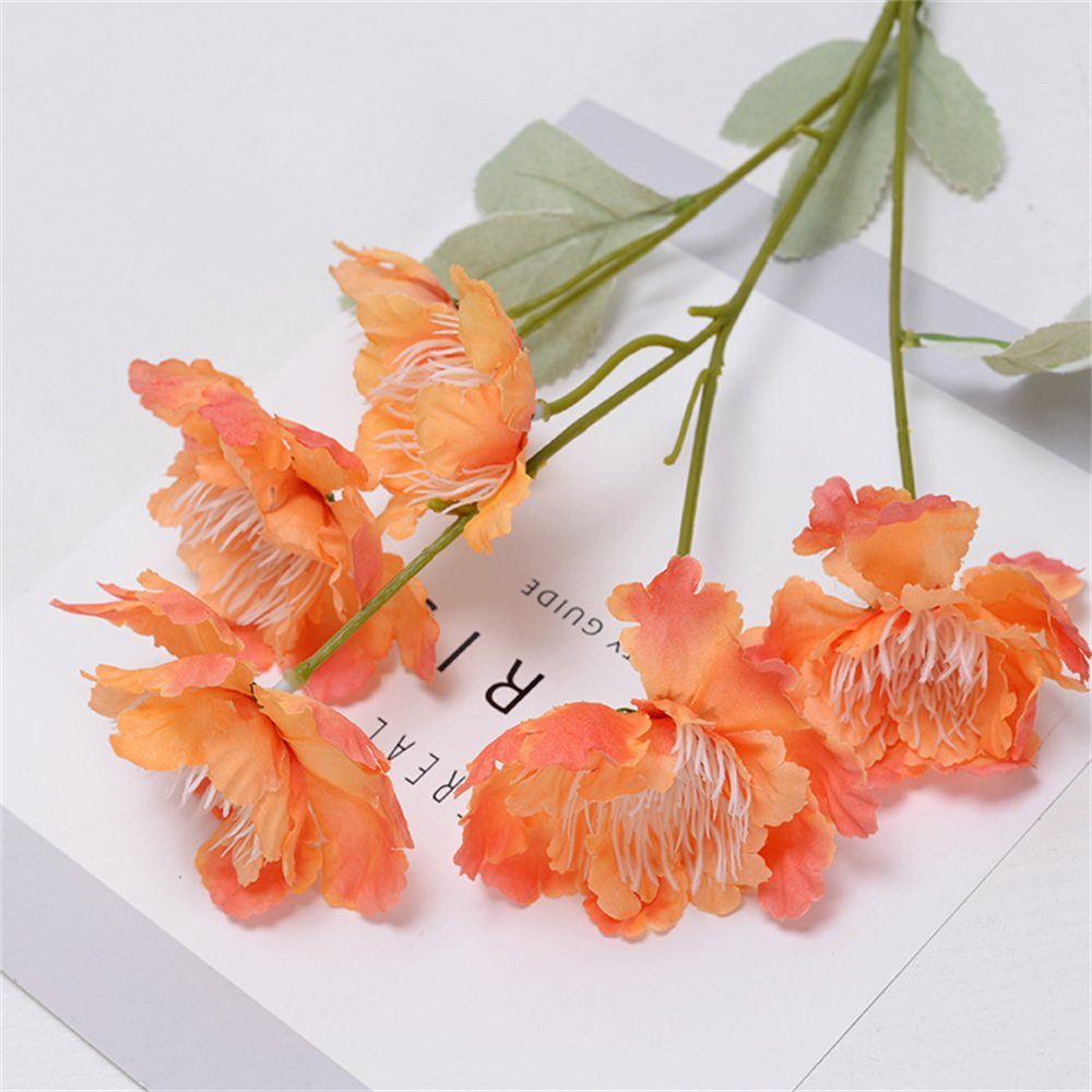 Kunstblumenstrauß Pfingstrose Künstliche Blume,Hochzeit Heimdekoration Blume, Rouemi, Orange Gefälschte 10pcs