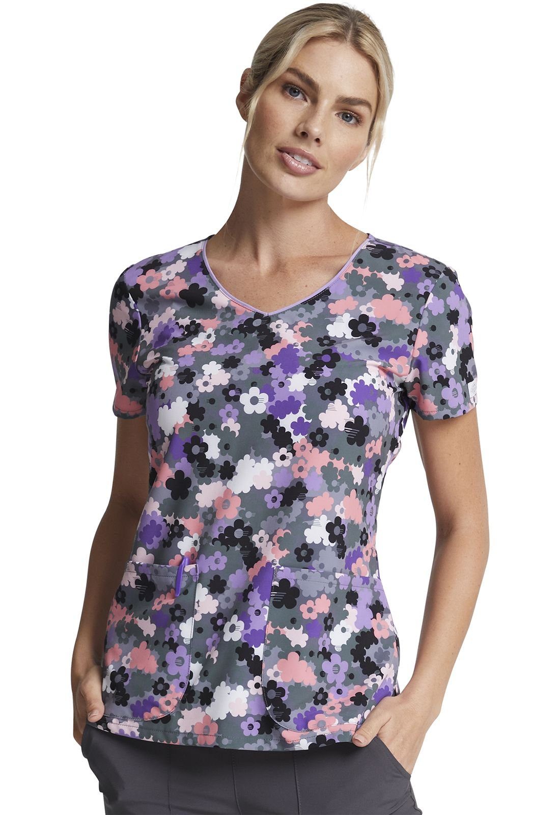 Damen Dickies Funktionsbluse bedruckter mit "Camo Motiv Kasack Blumen" Kasack Bunt