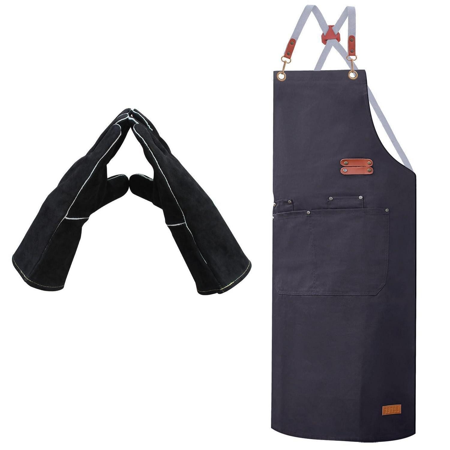 LuxusKollektion Grillschürze Grillhandschuhe & Schürze Leder/Canvas 300°C