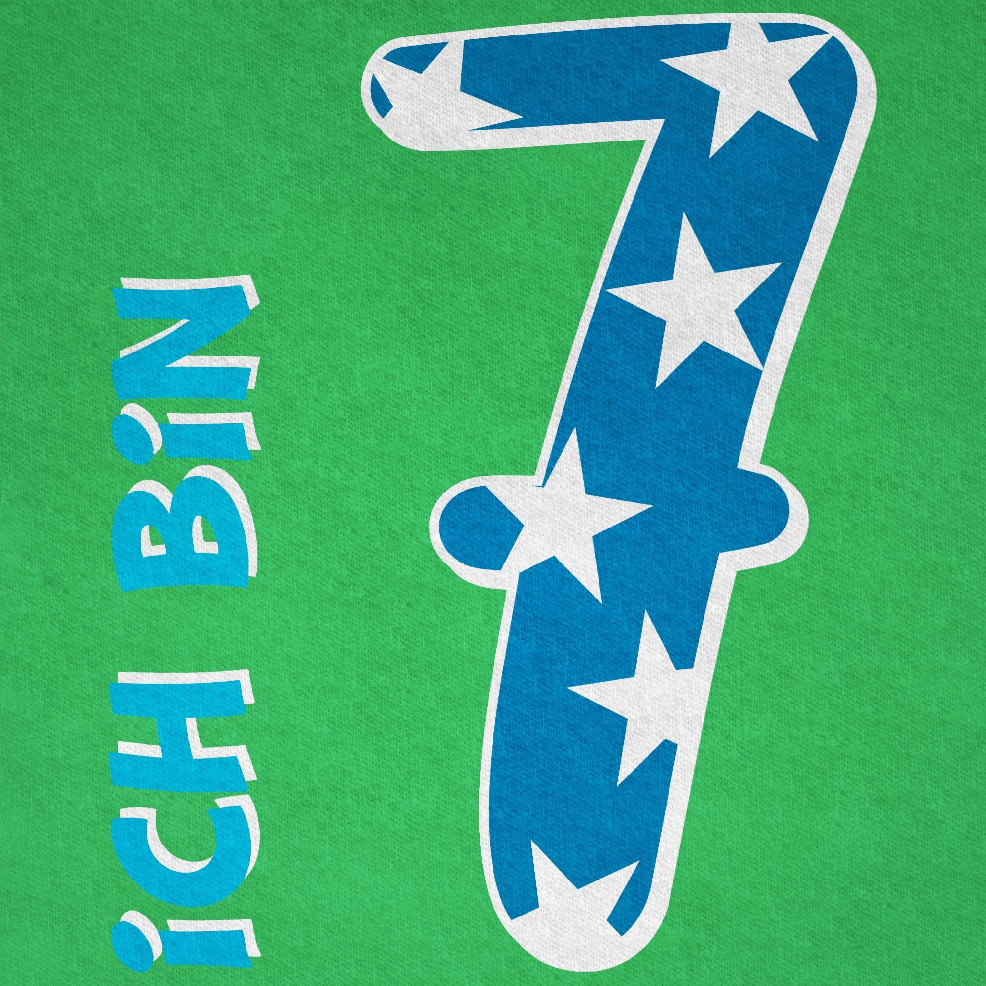 Geburtstag 7. Ich Shirtracer 3 sieben T-Shirt Blau Junge Grün bin