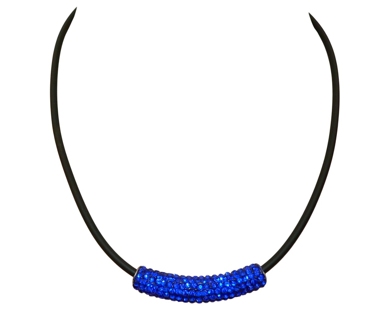 traumschmuck Collier 389e Halsreif Halskette Collier Kautschuk Röhre Strass blau (Geschenk, Muttertag, Weihnachten, Geburtstag, Valentinstag, incl. Schmuckbox), handgefertigt, Made in Germany